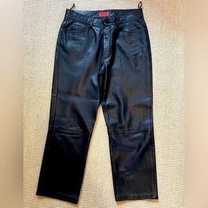 HUGO BOSS black leather pants 30R Lamb Skin​